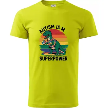 Dinousarus a puzzle Autism is my superpower - Klasické pánské triko vyšší gramáže - S ( Limetková )