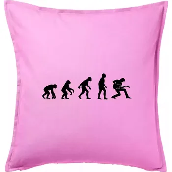 Polštář Evoluce kytarista - klečící - Polštář 50x50 - 50x50 - Pouze potah ( Růžová )