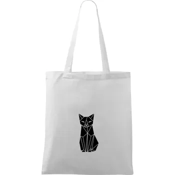 Origami kočka zepředu - Taška bavlněná - 42 x 38 cm ( Bílá )