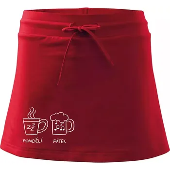 Dámská sukně Pondělí Pátek - Kafe Pivo - Sportovní sukně - two in one - S ( Červená )