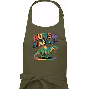 Kuchyňská zástěra Autism is my superpower dinosaurus - Pánská zástěra na vaření - Univerzální velikost ( Khaki )