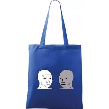 Nákupní taška Wojak (Feels Guy) a NPC - Taška bavlněná - 42 x 38 cm ( Královská modrá )