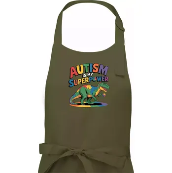 Kuchyňská zástěra Stojící Rex Autism is my superpower - Dámská zástěra na vaření - Univerzální velikost ( Khaki )