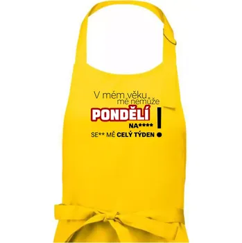 Kuchyňská zástěra V mém věku mě nemůže pondělí nas**** - Pánská zástěra na vaření - Univerzální velikost ( Žlutá )