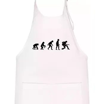 Kuchyňská zástěra Evoluce kytarista - klečící - Dětská zástěra na vaření - Univerzální velikost ( Bílá )