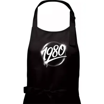 Kuchyňská zástěra Narozeninovy ročník graffiti 1980 - Pánská zástěra na vaření - Univerzální velikost ( Černá )