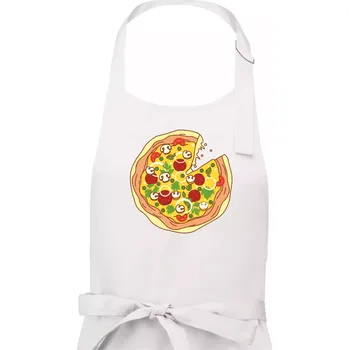 Kuchyňská zástěra Pizza + Pizza kousek - Pánská zástěra na vaření - Univerzální velikost ( Bílá )