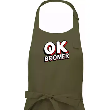 Kuchyňská zástěra Baby Boomers - OK boomer - Dámská zástěra na vaření - Univerzální velikost ( Khaki )