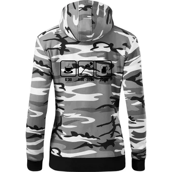 Dámská mikina Káva detektor pivo - Dámská mikina trendy zipper s kapucí - 2XL ( Šedý maskáč )