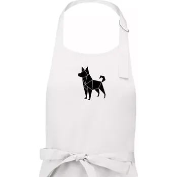 Kuchyňská zástěra Origami pes z boku - Dámská zástěra na vaření - Univerzální velikost ( Bílá )