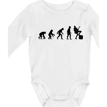 Kojenecký body Evoluce kytarista - noha na kombu - Body kojenecké s dlouhým rukávem - Dlouhý r. do 3 měs ( Bílá )