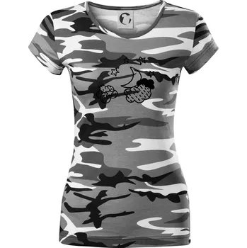 Dámské tričko Nebe - Dalekohled - Dámské maskáčové triko - 2XL ( Šedý maskáč )