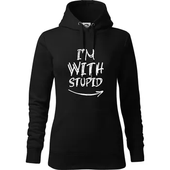 Dámská mikina Iam with stupid - Mikina dámská Cape s kapucí - M ( Černá )