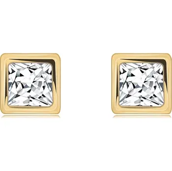 Náušnice Náušnice ze 14K zlata ve tvaru kostky s čirými zirkony