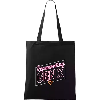 Nákupní taška Generace X (Gen X) - Representing GEN X neon - Taška bavlněná - 42 x 38 cm ( Černá )
