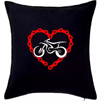 Polštář Moto srdce řetěz - enduro - Polštář 50x50 - 50x50 - Pouze potah ( Černá )