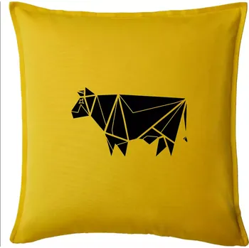 Polštář Origami kráva z boku - Polštář 50x50 - 50x50 - Pouze potah ( Žlutá )