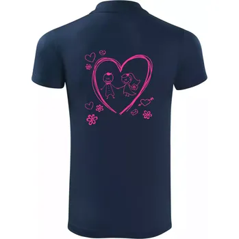 Pánská košile Svatba - kreslené srdce - Polokošile Victory sportovní (dresovina) - S ( Námořní modrá (velmi tmavá - téměř černá) )