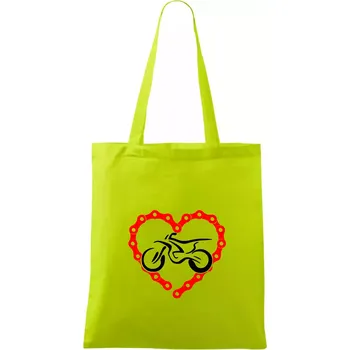 Moto srdce řetěz - enduro - Taška bavlněná - 42 x 38 cm ( Limetková )