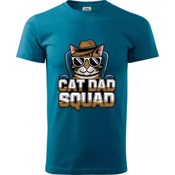 Pánské tričko Cat dad squad - Klasické pánské triko vyšší gramáže - 4XL ( Petrolejová )