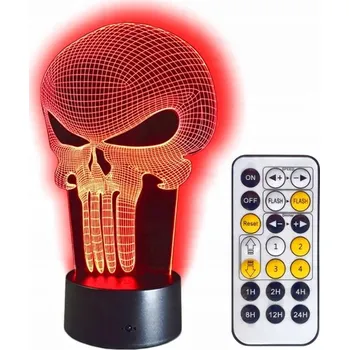 Lampička 3D LED Noční Lampa LEBKA TRESTATELE + DÁLKOVÝ OVLADAČ
