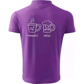 Pánská košile Pondělí Pátek - Kafe Pivo - Polokošile pánská Pique Polo 203 - 3XL ( Fialová )