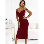 Luxusní dámské burgundy šaty 564-2, VELIKOST UNI ( XS, S, M )