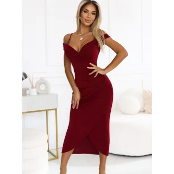 Dámské šaty Luxusní dámské burgundy šaty 564-2, VELIKOST UNI ( XS, S, M )