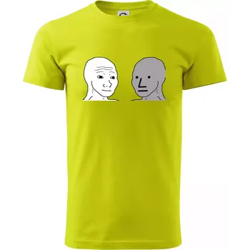 Wojak (Feels Guy) a NPC - Klasické pánské triko vyšší gramáže - S ( Limetková )