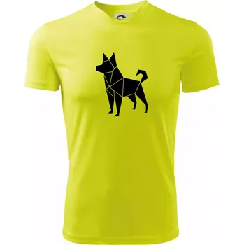 Chlapecké tričko Origami pes z boku - Dětské triko sportovní (dresovina) - 146 cm/10 let ( Neonově žlutá )