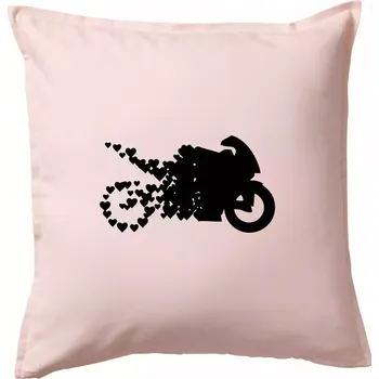 Polštář Moto love - Polštář 50x50 - 50x50 - Včetně výplně ( Světle růžová )