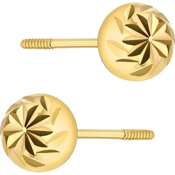 Náušnice Zlaté dámské NÁUŠNICE Au 585 Diamantované kuličky 5 mm se šroubovacím zapínáním 14k