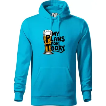 Pánská mikina Pivo - my plans for today - Mikina pánská Cape s kapucí - 5XL ( Světlý tyrkys )