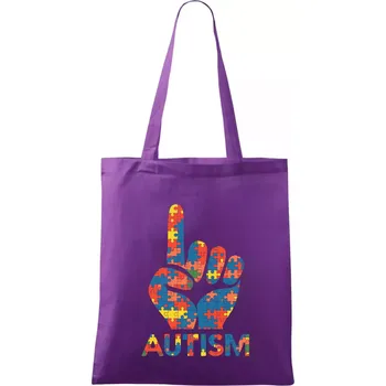 Autism ruka - Taška bavlněná - 42 x 38 cm ( Fialová )