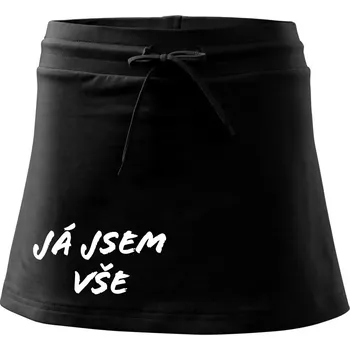 Dámská sukně Nápis Já jsem vše! - Sportovní sukně - two in one - XS ( Černá )