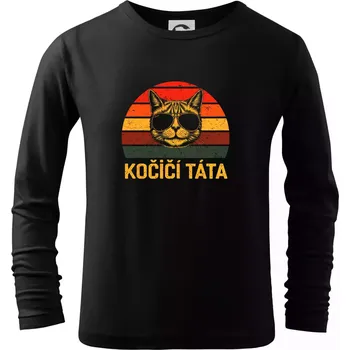 Kočičí táta vintage - Triko dětské Long Sleeve - 158 cm/12 let ( Černá )