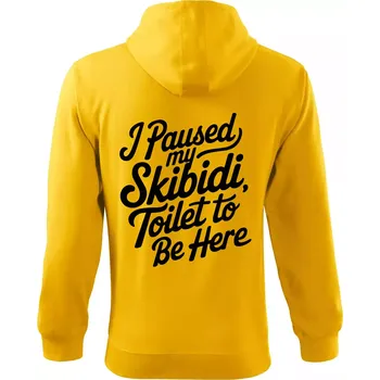 Pánská mikina I Paused My Skibidi Toilet to be Here - Mikina s kapucí na zip trendy zipper - XL ( Žlutá )