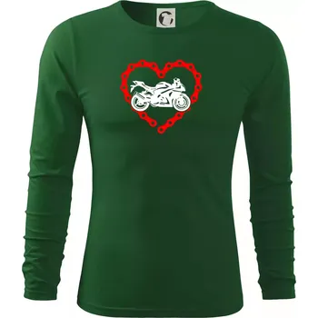 Pánské tričko Moto srdce řetěz - supersport - Triko s dlouhým rukávem FIT-T long sleeve - XL ( Lahvově zelená )