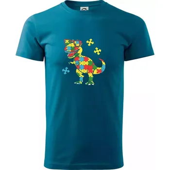 Pánské tričko Autista dinosaurus puzzle - Klasické pánské triko vyšší gramáže - 4XL ( Petrolejová )