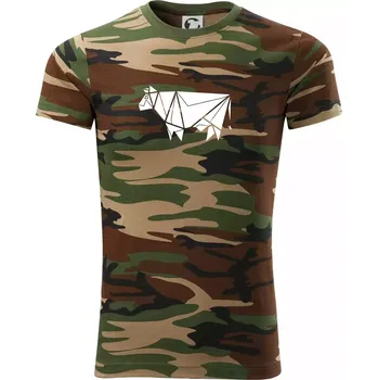 Pánské tričko Origami kráva z boku - Army CAMOUFLAGE - XS ( Hnědý maskáč )