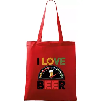 I love beer - palivoměr - Taška bavlněná - 42 x 38 cm ( Červená )