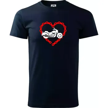 Pánské tričko Moto srdce řetěz - chopper - Triko extra velké (5-8XL) - 7XL ( Námořní modrá (velmi tmavá - téměř černá) )