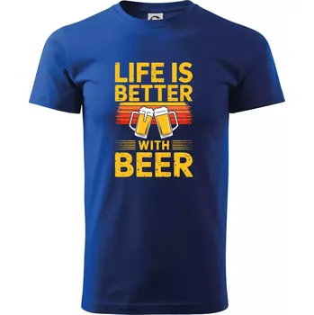 Pánské tričko Life is better with beer - oranžové - Triko extra velké (5-8XL) - 7XL ( Královská modrá )