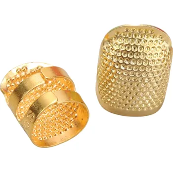 Pokrývka hlavy Sada 2 ks nastavitelných vintage náprstků na ruční šití Kovové kroužky Ochrana prstů Protiskluzový návlek Jehla Šicí pomůcka 2,5x1,7 cm zlatá