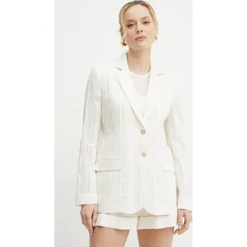 Dámské sako Sako s příměsí lnu Twinset béžová barva, 251TT2140 01X, vel. 38