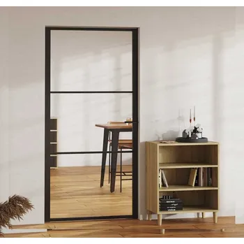 Interiérové dveře vidaXL Interiérové dveře 102,5 x 201,5 cm černé matné sklo a hliník [350563] Barva: Černá a průhledná