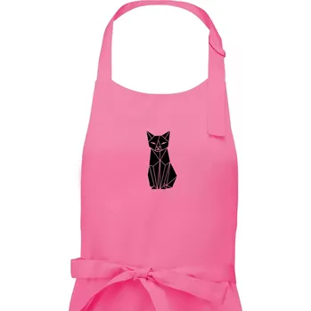 Kuchyňská zástěra Origami kočka zepředu - Dámská zástěra na vaření - Univerzální velikost ( Růžová )