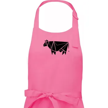 Kuchyňská zástěra Origami kráva z boku - Pánská zástěra na vaření - Univerzální velikost ( Růžová )