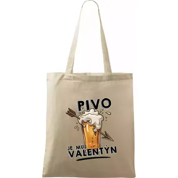 Nákupní taška Pivo je můj valentýn - Taška bavlněná - 42 x 38 cm ( Naturální )