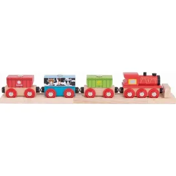 Vláček a vláčkodráha Vlak s cereáliemi Bigjigs Rail BJT470 Dřevěný